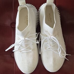ALDO White Knit Lace-Up Women's Sneakers